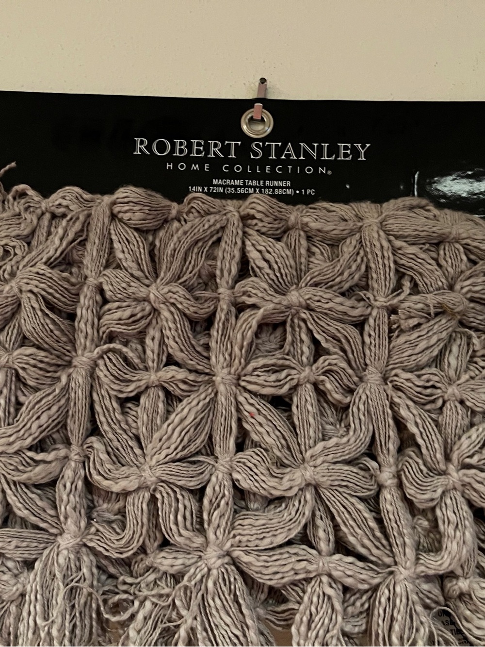 Robert Stanley Taupe Macramé Table Runner